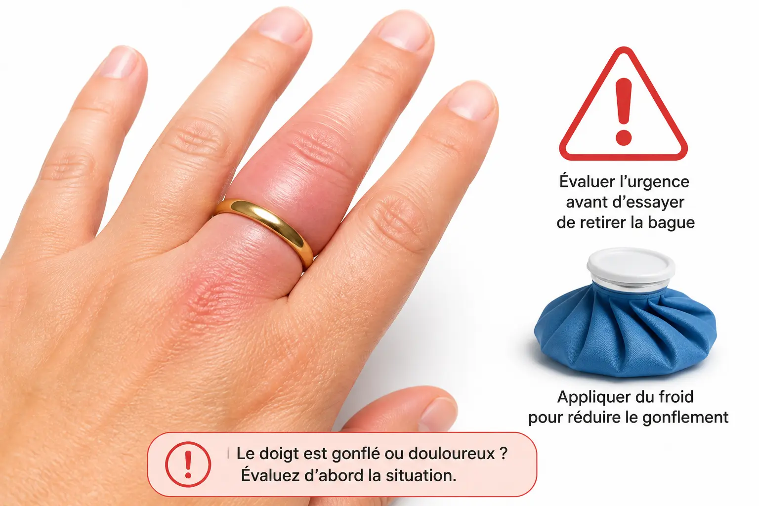 Avant d’agir : vérifier l’urgence et comprendre pourquoi la bague ne passe plus