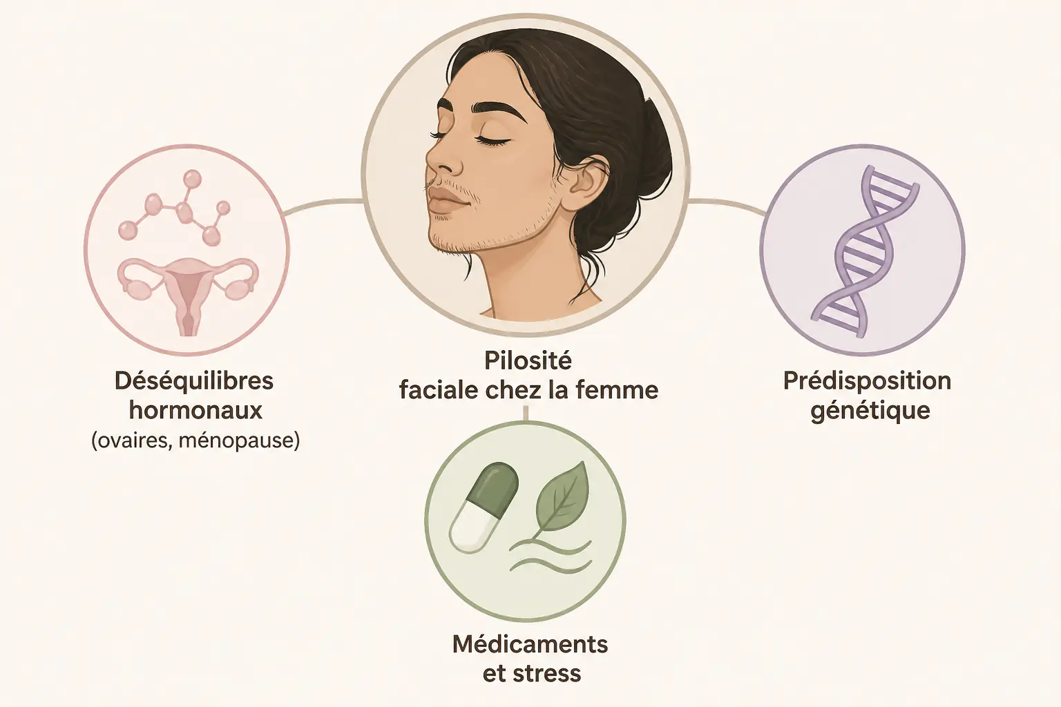 Pourquoi des poils du visage apparaissent-ils ou deviennent-ils plus visibles ?