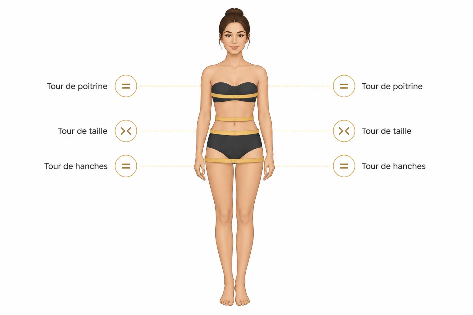 Morphologie en H : silhouette féminine de face, épaules et hanches alignées, taille peu marquée